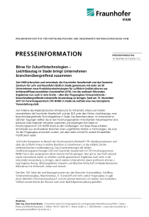 EN: Fraunhofer-Institut IFAM: Presseinformation